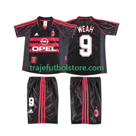 Camiseta 3ª AC Milan WEAH 9 Retro Niño 1998 1999 Manga Corta