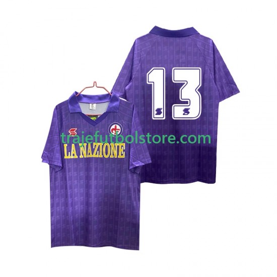 Camiseta 1ª ACF Fiorentina 13 1989 1990 Retro Hombre Manga Corta
