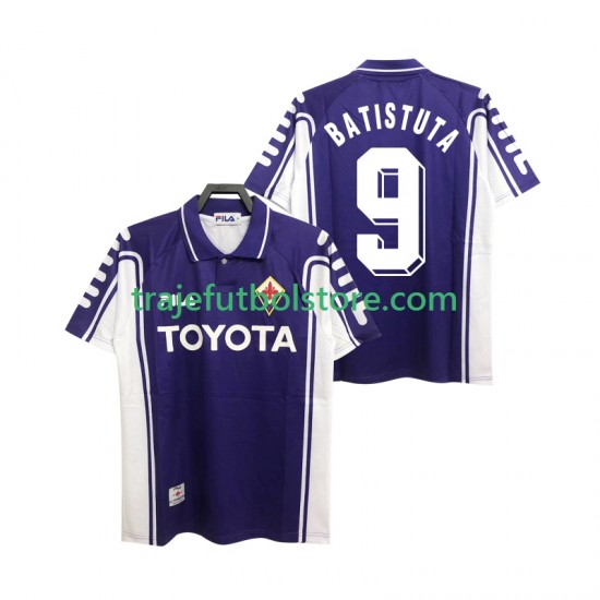 Camiseta 1ª ACF Fiorentina BASTUTA 9 2000 Retro Hombre 1999 Manga Corta