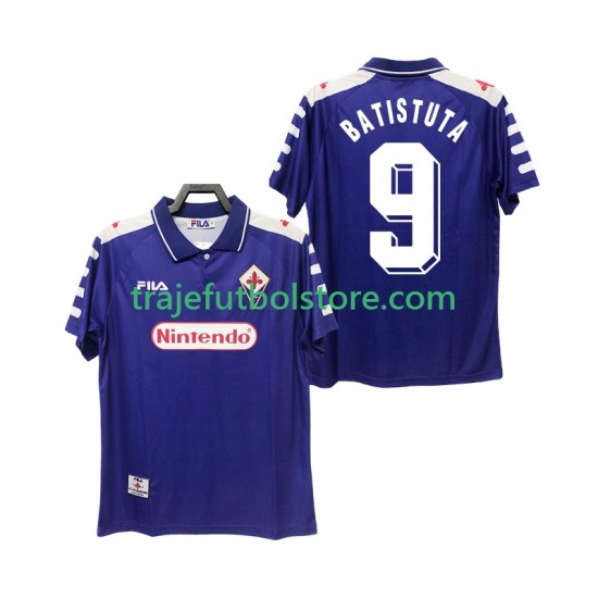 Camiseta 1ª ACF Fiorentina BASTUTA 9 Retro Hombre 1998 1999 Manga Corta