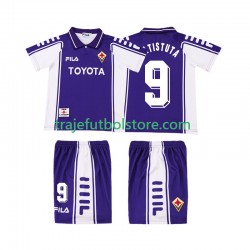 Camiseta 1ª ACF Fiorentina BASTUTA 9 2000 Retro Niño 1999 Manga Corta