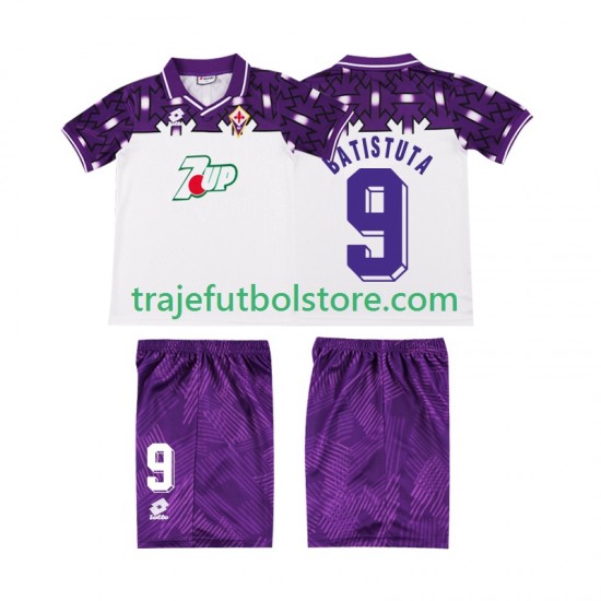 Camiseta 2ª ACF Fiorentina BATISTUTA 9 1992 1993 Retro Niño Manga Corta