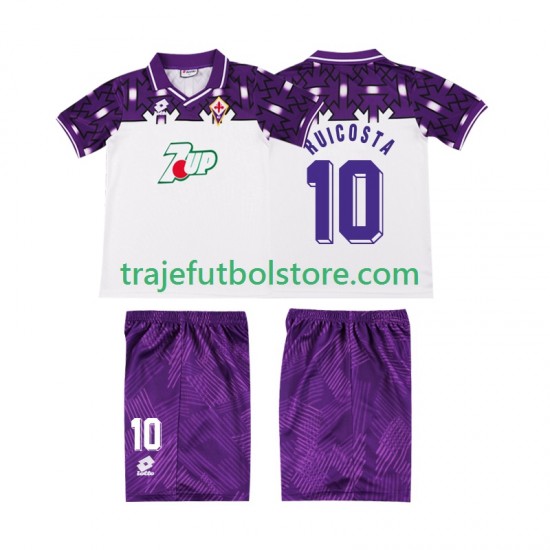 Camiseta 2ª ACF Fiorentina RUI COSTA 10 1992 1993 Retro Niño Manga Corta