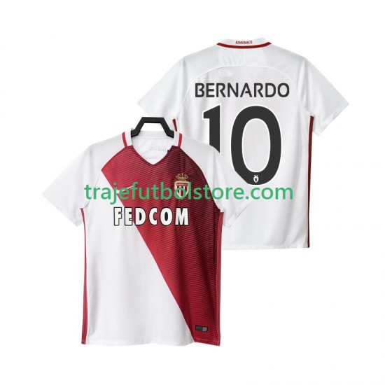 Camiseta 1ª AS Monaco BERNARDO 10 2016 2017 Hombre Manga Corta