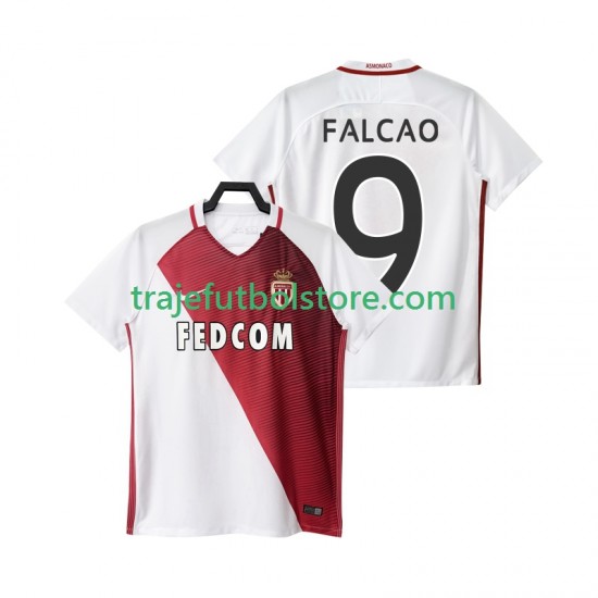 Camiseta 1ª AS Monaco FALCAO 9 2016 2017 Hombre Manga Corta