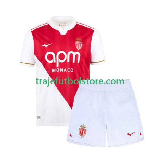 Camiseta 1ª AS Monaco Niño 2025-2026 Manga Corta