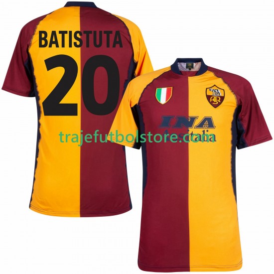 Camiseta 1ª AS Roma Batistuta 20 2000 2001 Retro Hombre Manga Corta