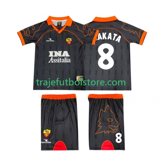 Camiseta 2ª AS Roma NAKATA 8 2000 Retro Niño 1999 Manga Corta
