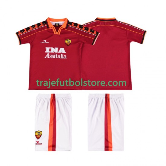 Camiseta 1ª AS Roma Retro Niño 1998 1999 Manga Corta
