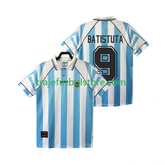 Camiseta 1ª Argentina BATISTUTA 9 1996 1997 Retro Hombre Manga Corta