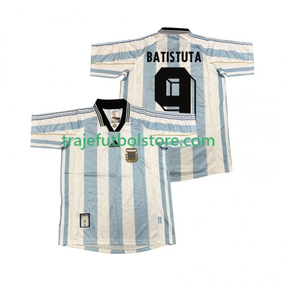 Camiseta 1ª Argentina BATISUTA 9 Retro Hombre 1998 Manga Corta