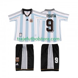 Camiseta 1ª Argentina BATISUTA 9 Retro Niño 1998 Manga Corta