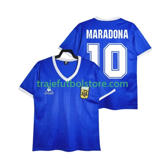 Camiseta 2ª Argentina MARADONA 10 1986 Retro Hombre Manga Corta