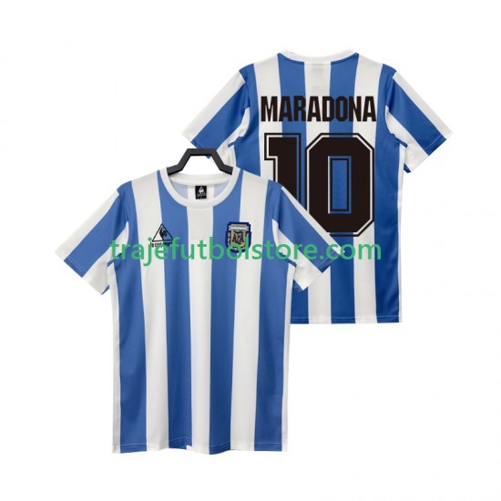 Camiseta 1ª Argentina MARADONA 10 1986 Retro Hombre Manga Corta