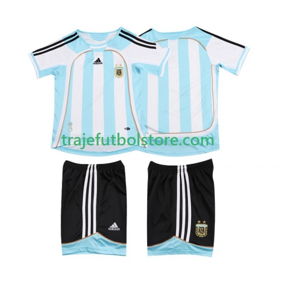 Camiseta 1ª Argentina 2007 Retro Niño 2006 Manga Corta