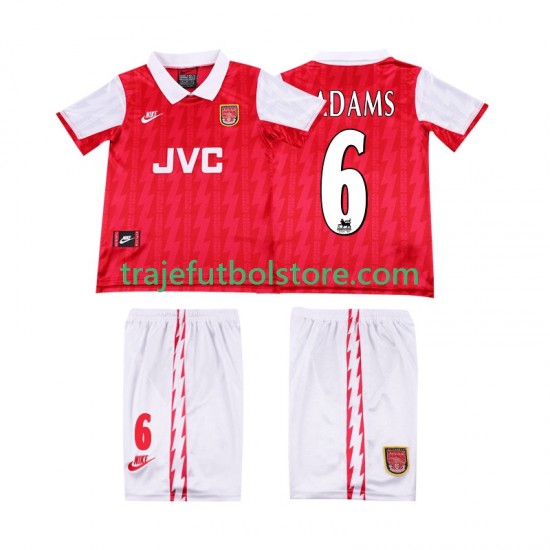 Camiseta 1ª Arsenal ADAMS 6 1996 Retro Niño 1994 Manga Corta