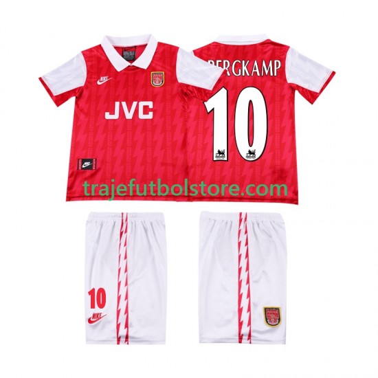 Camiseta 1ª Arsenal BERGKAMP 10 1996 Retro Niño 1994 Manga Corta