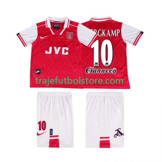 Camiseta 1ª Arsenal BERGKAMP 10 1996 1997 Retro Niño Manga Corta