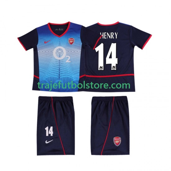 Camiseta 2ª Arsenal Thierry Henry 14 Retro Niño 2004 2002 Manga Corta