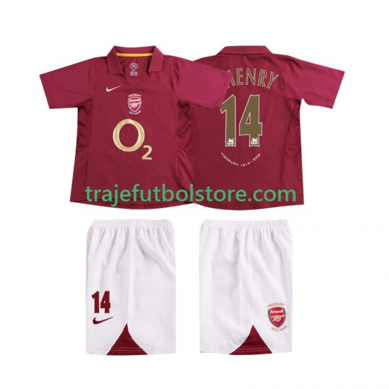 Camiseta 1ª Arsenal Thierry Henry 14 2005 Retro Niño 2006 Manga Corta