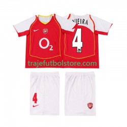 Camiseta 1ª Arsenal VIEIRA 4 2005 Retro Niño 2004 Manga Corta