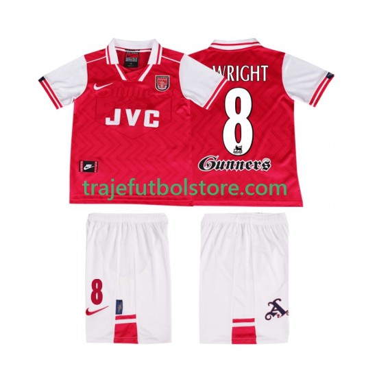 Camiseta 1ª Arsenal WRIGHT 8 1996 1997 Retro Niño Manga Corta
