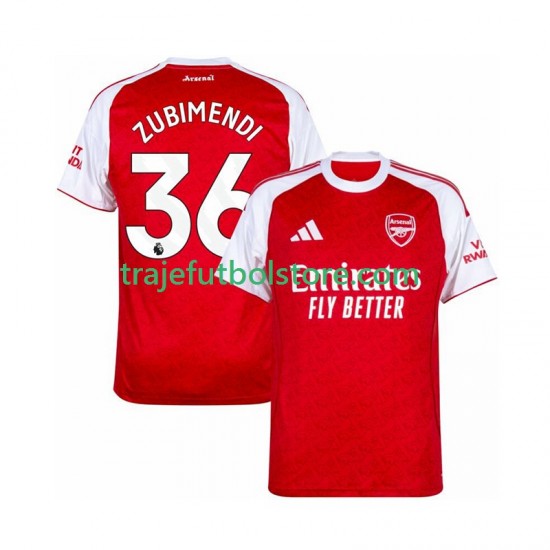 Camiseta 1ª Arsenal Zubimendi 36 Hombre 2025-2026 Manga Corta