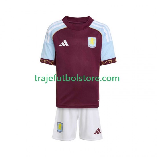 Camiseta 1ª Aston Villa Niño 2025-2026 Manga Corta
