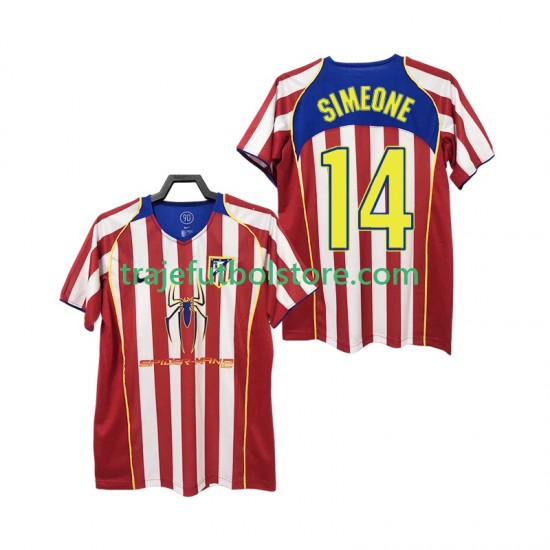 Camiseta 1ª Atlético Madrid SIMEONE 14 2005 Retro Hombre 2004 Manga Corta