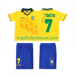 Camiseta 1ª Brasil BEBETO 7 Retro Niño 1994 Manga Corta