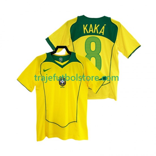 Camiseta 1ª Brasil KAKA 8 Retro Hombre 2004 Manga Corta