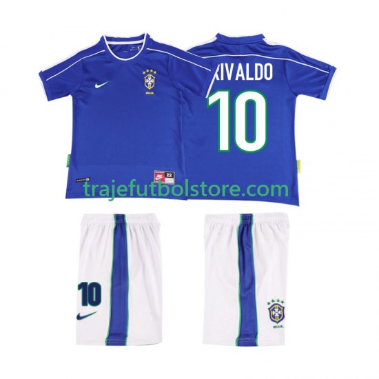 Camiseta 2ª Brasil RIVALDO 10 Retro Niño 1998 Manga Corta