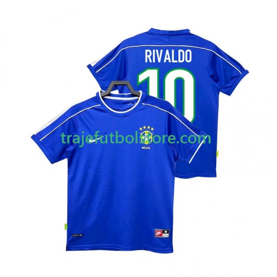 Camiseta 2ª Brasil RIVALDO 10 Retro Hombre 1998 Manga Corta