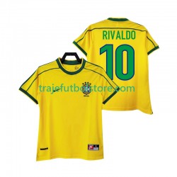Camiseta 1ª Brasil RIVALDO 10 Retro Hombre 1998 Manga Corta