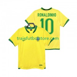 Camiseta 1ª Brasil RONALDINHO 10 Retro Hombre 2006 Manga Corta