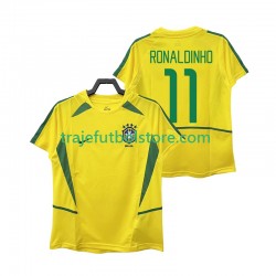 Camiseta 1ª Brasil RONALDINHO 11 Retro Hombre 2002 Manga Corta