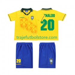 Camiseta 1ª Brasil RONALDO 20 Retro Niño 1994 Manga Corta