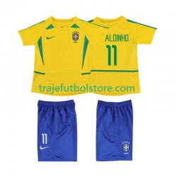 Camiseta 1ª Brasil RONALOINHO 11 Retro Niño 2002 Manga Corta
