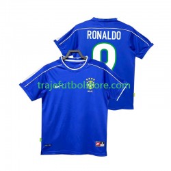 Camiseta 2ª Brasil Ronaldo 9 Retro Hombre 1998 Manga Corta