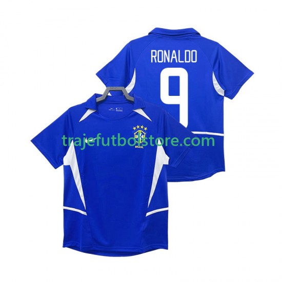 Camiseta 2ª Brasil Ronaldo 9 Retro Hombre 2002 Manga Corta