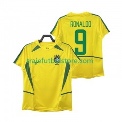 Camiseta 1ª Brasil Ronaldo 9 Retro Hombre 2002 Manga Corta