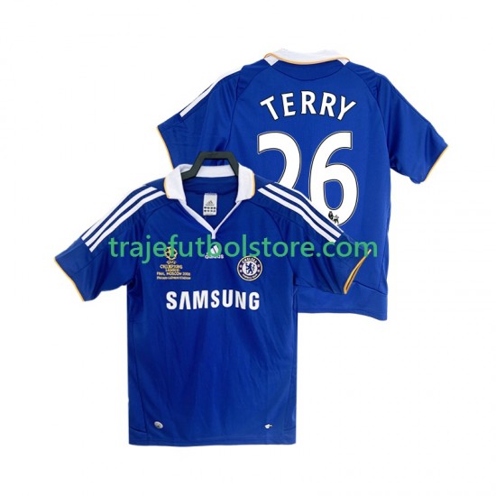 Camiseta 1ª Chelsea TERRY 26 2007 Retro Hombre 2008 Manga Corta