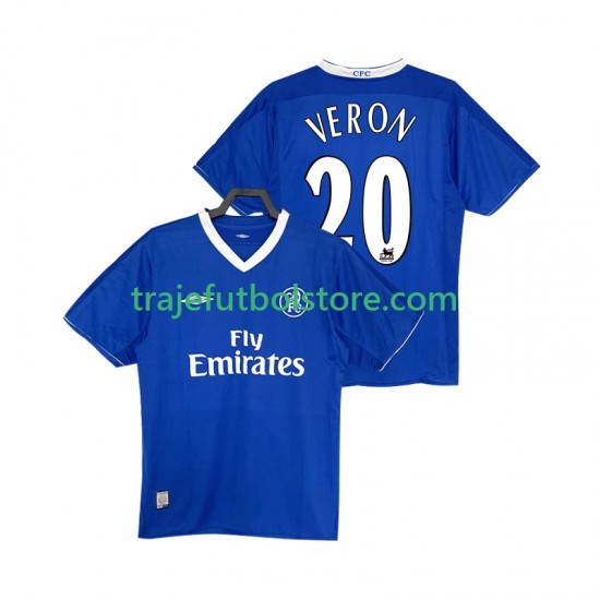 Camiseta 1ª Chelsea VERON 20 2003 2005 Retro Hombre Manga Corta