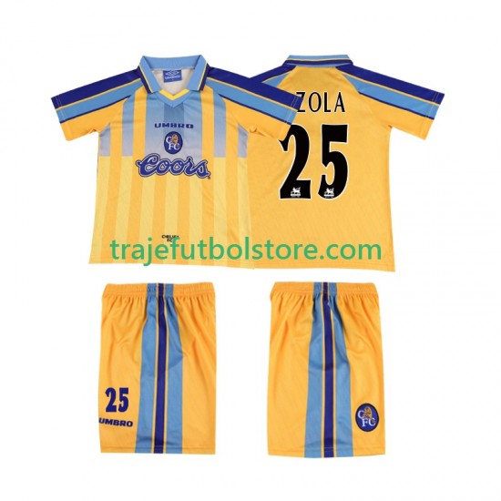 Camiseta 2ª Chelsea ZOLA 25 1995 1997 Retro Niño Manga Corta