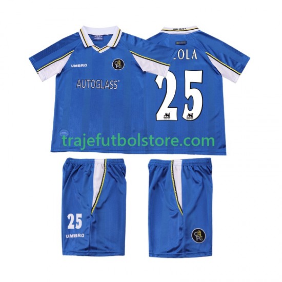 Camiseta 1ª Chelsea ZOLA 25 1997 Retro Niño 1999 Manga Corta