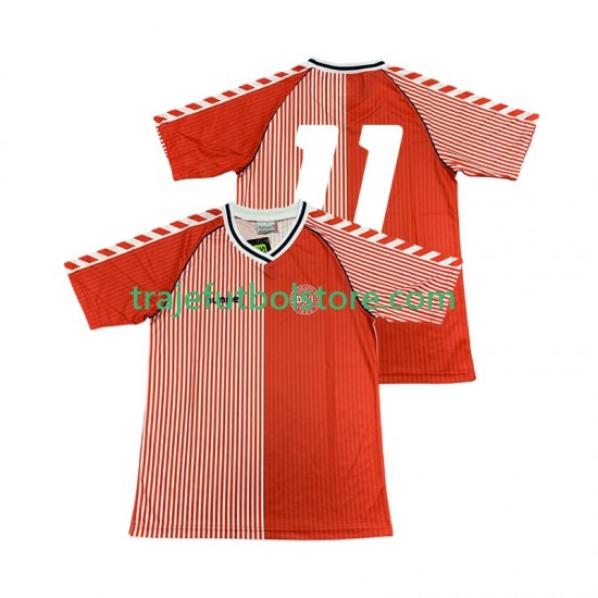 Camiseta 1ª Dinamarca 11 1986 Retro Hombre Manga Corta