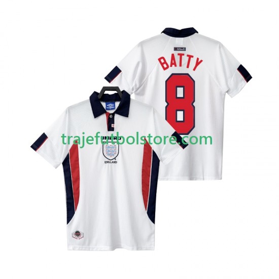 Camiseta 1ª Inglaterra BATTY 8 Retro Hombre 1998 Manga Corta