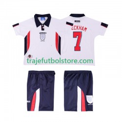 Camiseta 1ª Inglaterra Beckham 7 Retro Niño 1998 Manga Corta