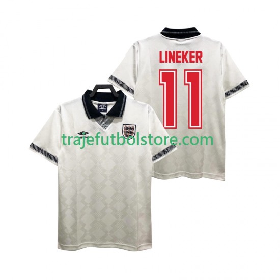 Camiseta 1ª Inglaterra LINEKER 11 1990 Retro Hombre Manga Corta