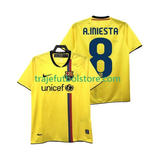 Camiseta 2ª FC Barcelona A INIESTA 8 2009 Retro Hombre 2008 Manga Corta